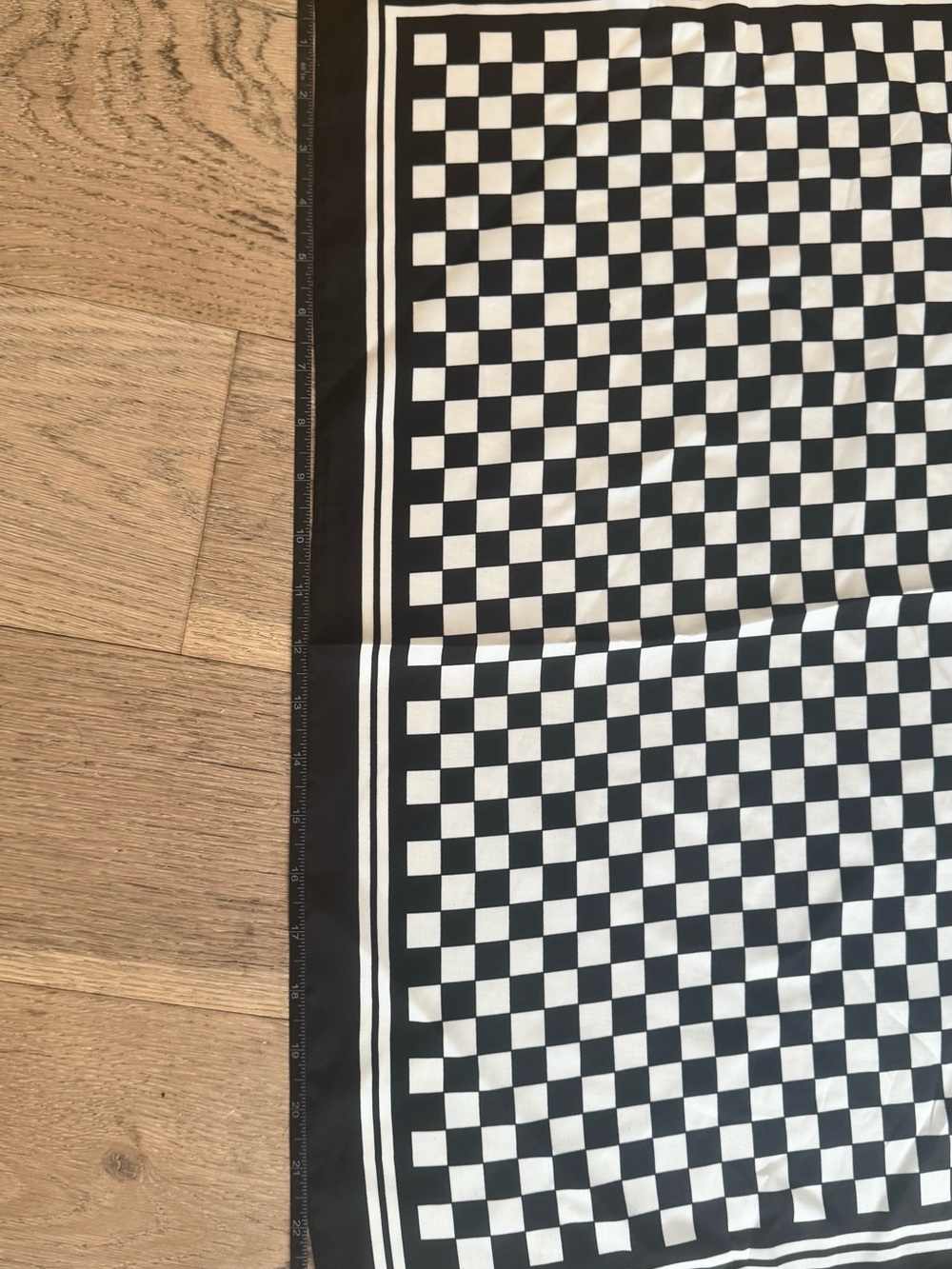 Black and White Checkerboard Silky Scarf - Picture 7 of 8